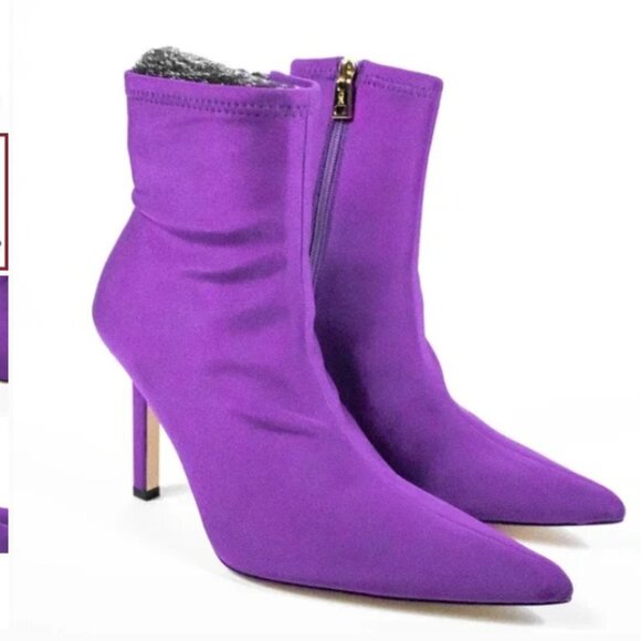 Good American Neoprene Ankle Boots 7.5 Purple NEW NIB pointy - Picture 3 of 12